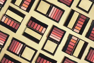 Eyeshadow palette pattern on yellow
