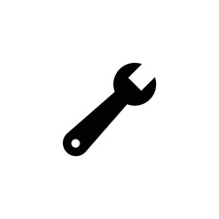 Wrench icon. Simple solid style. Tool, key, spanner, mechanical concept. Glyph vector symbol illustration isolated on white background. EPS 10.