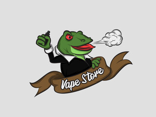 frog vape shop logo vector design