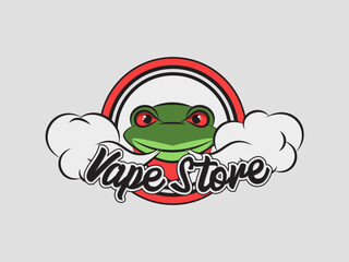 frog vape shop logo vector design