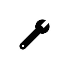 Wrench icon. Simple solid style. Tool, key, spanner, mechanical concept. Glyph vector symbol illustration isolated on white background. EPS 10.