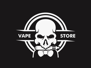 skull vape store logo with vapor