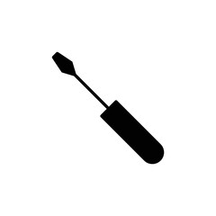 Slotted common blade screwdriver flat icon. Simple solid style. Glyph vector illustration symbol isolated on white background. EPS 10.