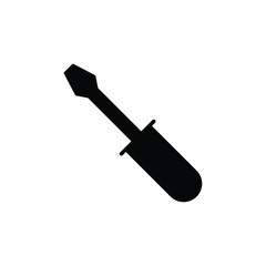 Slotted common blade screwdriver flat icon. Simple solid style. Glyph vector illustration symbol isolated on white background. EPS 10.