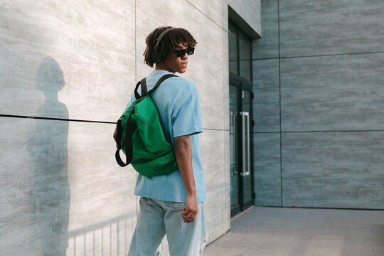 Young Black Man Wearing Headphones