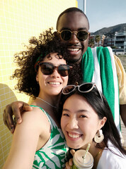 Fototapeta premium Selfie of happy friends enjoying in summer