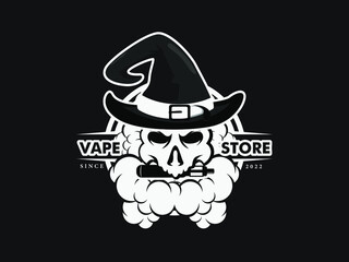 skull vape logo with wizard hat