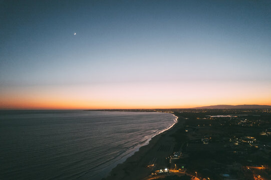 Picturesque sunset sky over wavy ocean in Portugal