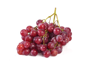Red grape with leaf isolated on white background