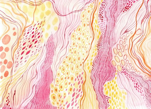Pink and yellow watercolor abstract art