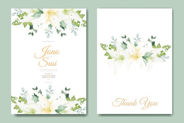 Watercolor lily floral wedding invitation card