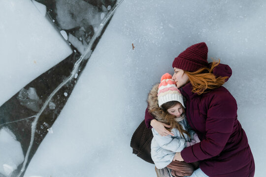 Lying on the frozen lake