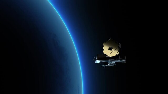 James Webb telescope on orbit of Earth. Space observatory  Elements of this image furnished by NASA