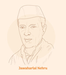 'Jawaharlal Nehrua' hand drawing vector illustration 