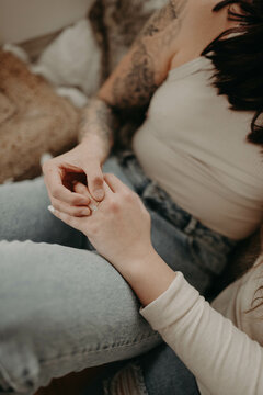A lesbian couple getting engaged