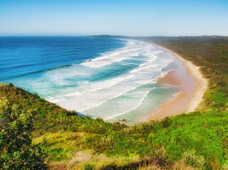 Overview of Tallow Beach, near Byron Bay, New South Wales, Australia