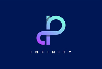 Infinity Logo, letter P with infinity icon combination, suitable for technology, brand and company logo, vector illustration	
