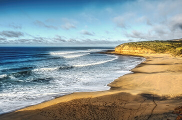 Elevated view of Bells Beach, Torquay, Great Ocean Road, Victoria, Australia