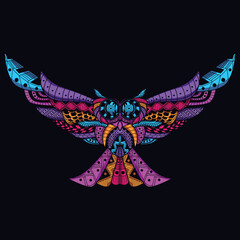 owl neon zentangle artwork illustration