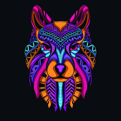 wolf neon zentangle artwork illustration