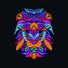 lion neon zentangle artwork illustration