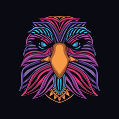 eagle neon zentangle artwork illustration