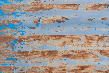 Old Rusty Peeling Paint Metal Corrugated Fence Steel Texture Background Rust Corrosion