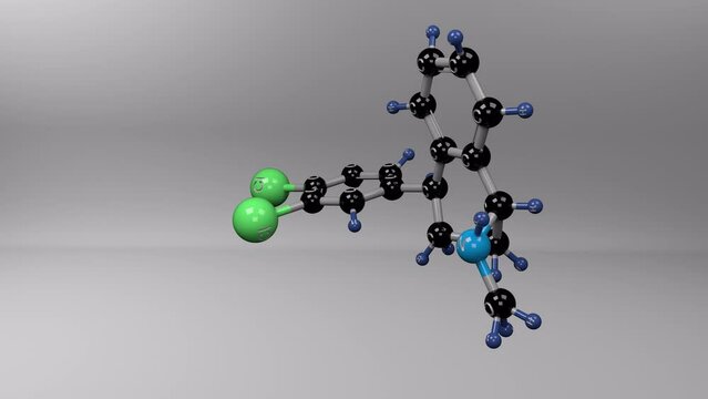 Sertraline molecule. Molecular structure of zoloft, antidepressant used in the therapy of depression, anxiety disorders and obsessive-compulsive disorder.