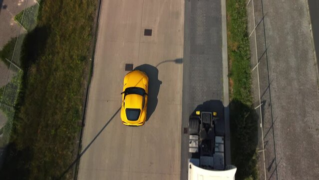 Toyota Supra driving on a industrial terrain