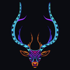 deer/reindeer  neon zentangle artwork illustration
