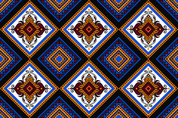 traditional ethnic geometric pattern background design for backgrounds carpet wallpaper clothes wrap fabric seamless embroidery style vector illustration