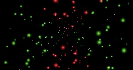 赤色と緑色の細かい光の素材(黒背景) 　星　銀河　輝き　クリスマスカラー