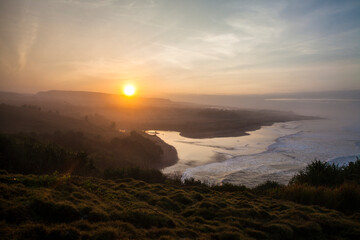 Morning atmosphere on the beach at sunrise