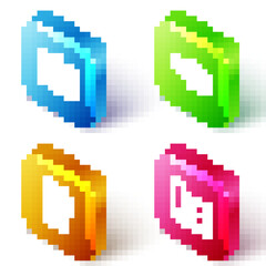 Set Isometric line Holy book of Koran, Ramadan cannon, Medieval goblet and Traditional carpet icon. Vector