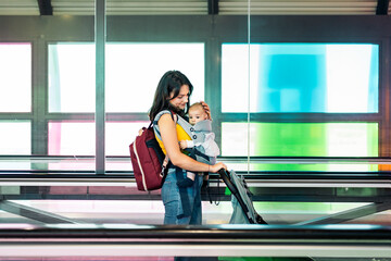 Single mom and her baby on trip