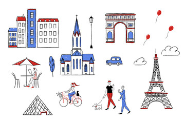 Cute Paris street doodle collection