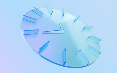 3d circle blue glass clock