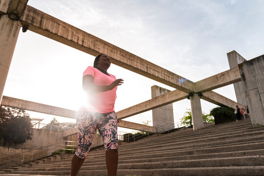 Plus Size Black Woman Working Out