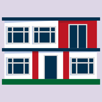 Flat icon with house. Cartoon style. Small house. Vector illustration. stock image.