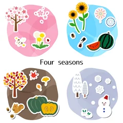 Muurstickers A cute icon set for the four seasons. © Mari Matayoshi