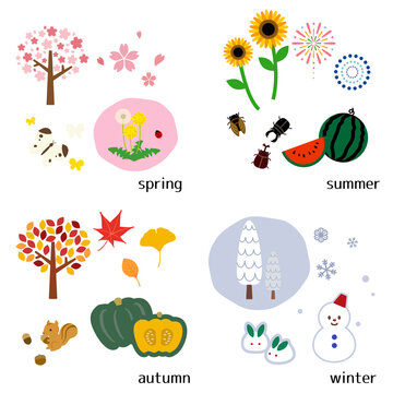 A cute icon set for the four seasons.
