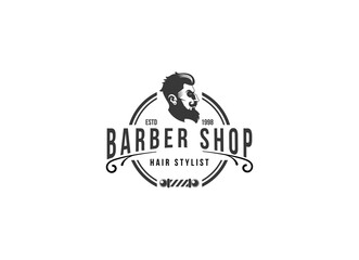 Barbershop Logo Vector Design. Logo for barbershop, cut and shave, Hair Stylist. 