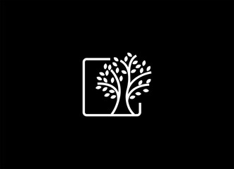 Tree vector icon. Nature trees minimalist vector illustration logo design.