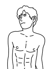 Fototapeta premium black and white of cute man cartoon for coloring