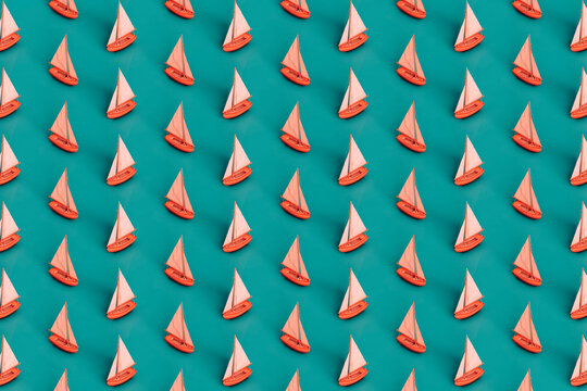 pattern of many pink sail boats