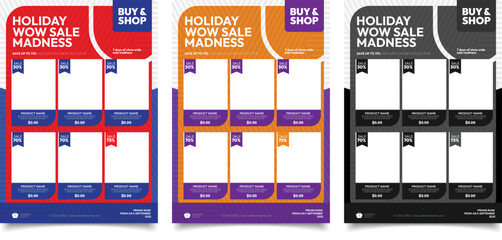 holiday wow sale supermarket promotion flyer template collection