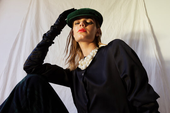 Beautiful girl in vintage clothes