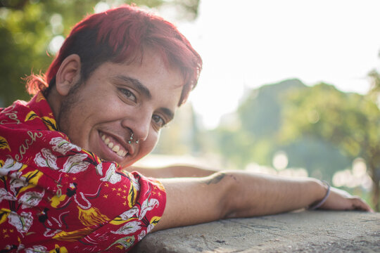 Happy latino trans man portrait