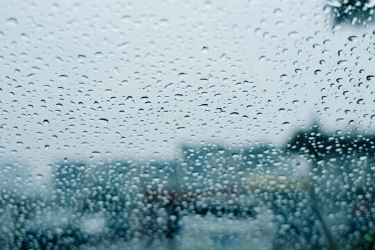 Water droplets on car window 