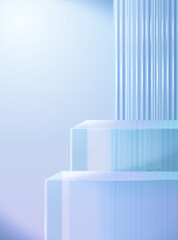 3d modern blue glass display podium